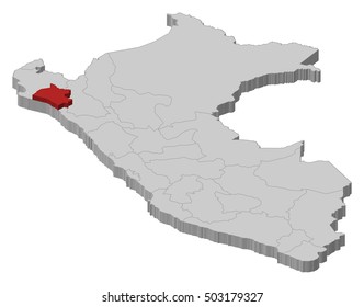 Map - Peru, Lambayeque - 3D-Illustration