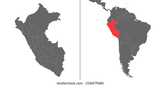 Map of Peru with location on american map