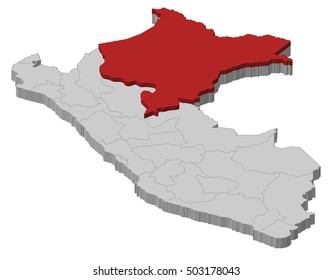 Map - Peru, Loreto - 3D-Illustration