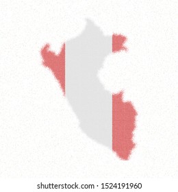 Map of Peru. Mosaic style map with flag of Peru. Unusual vector illustration.