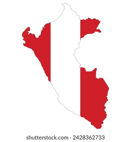 Karte von Peru mit Nationalflagge von Peru