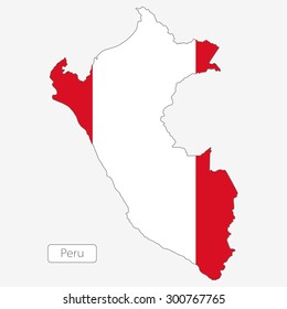 Map of Peru with an official flag. South America