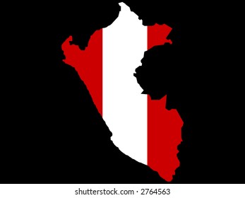 map of Peru and Pervian flag illustration