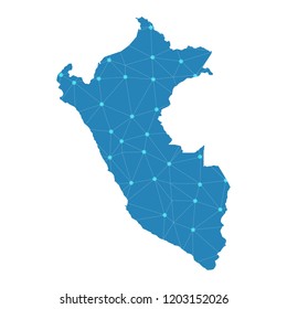 Map of Peru from Polygonal wire frame low poly mesh,Peru map Vector Illustration EPS10.