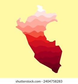 Mapa del Perú con colores de gradiente rojo. Ilustración vectorial del mapa del país Perú. ilustración del concepto de signo de icono para el diseño de la interfaz de usuario del logotipo de la aplicación móvil del sitio web. PE