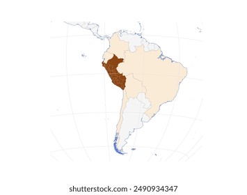 Map of Peru in South America: An Andean Nation with Neighboring Countries - Perfect for Atlas References