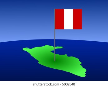mapa de Perú y su bandera en polo ilustrativo