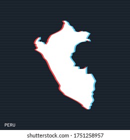 Map of Peru Vector Design Template On Dark Background.