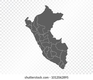 Map of Peru , vector illustration on transparent background. Items are placed on separate layers and editable.