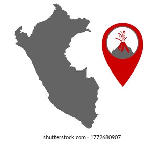 Map of Peru with volcano locator