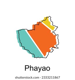 Map of Phayao vector design template, national borders and important cities illustration, Stylized map of Thailand