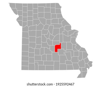 Map of Phelps in Missouri on white