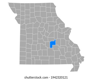 Map of Phelps in Missouri on white