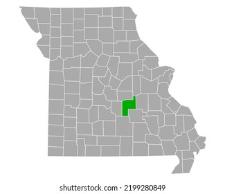Map of Phelps in Missouri on white