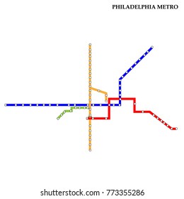 Map of the Philadelphia metro, Subway, Template of city transportation scheme for underground road. Vector illustration