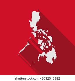 Map of Philippine Islands on red Background with long shadow