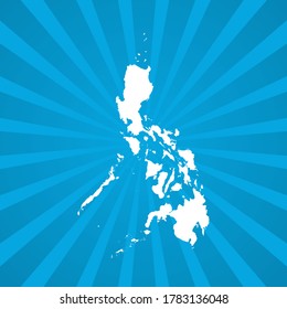 Map of Philippines blue comic pop art vector.