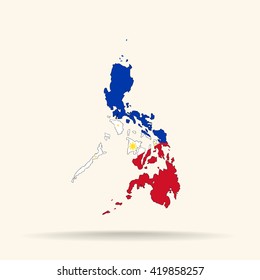 Map of Philippines in Philippines flag colors