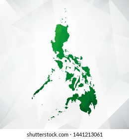 Map of Philippines - Green Geometric Rumpled Triangular , Polygonal Design For Your . Vector illustration eps 10.