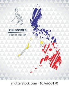 Map of Philippines with hand drawn sketch pen map inside. Vector illustration