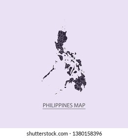 Map of Philippines - High detailed map violet outline map with caption on violet background.Abstract design vector illustration eps 10.
