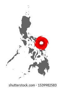 Map of the Philippines and hurricane symbol
