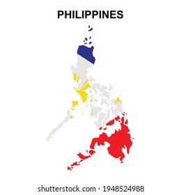 Map of Philippines with national flag icon vector symbol.