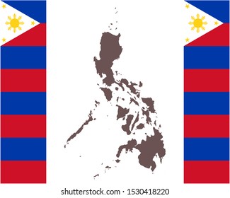 Map of the Philippines on background with flag