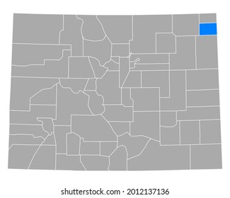 Map of Phillips in Colorado on white