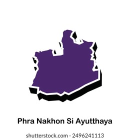 map of Phra nakhon si ayutthaya City Flat element design, vector on white background