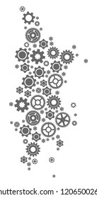 Map of Phuket designed with gray engine symbols. Vector abstract collage of map of Phuket with mechanics symbols. Engineering flat design for factory applications.