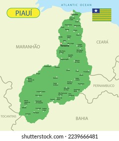 Mapa de ilustración de Piaui en Brasil