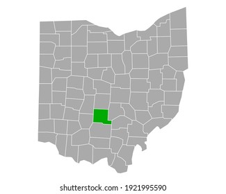 Karte von Pickaway in Ohio auf Weiß