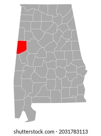Map of Pickens in Alabama on white
