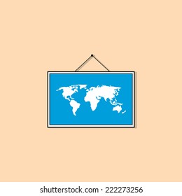 map picture on wall  flat icon  vector illustration eps10