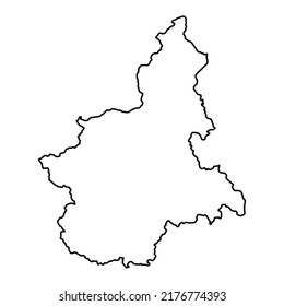 Map of Piedmont high quality vector illustration - Hand made line drawing of Piedmont Italian region borders