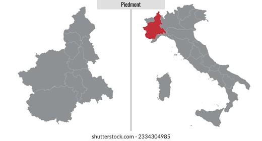 map of Piedmont province of Italy and location on Italian map
