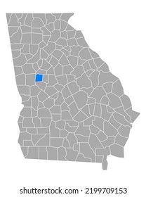 Map of Pike in Georgia on white