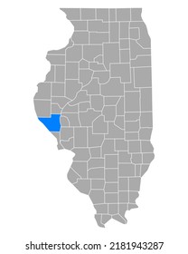 Map of Pike in Illinois on white