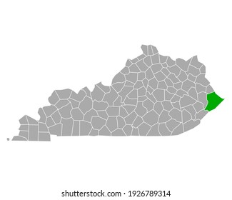 Map of Pike in Kentucky on white