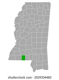 Map of Pike in Mississippi on white