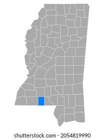 Map of Pike in Mississippi on white