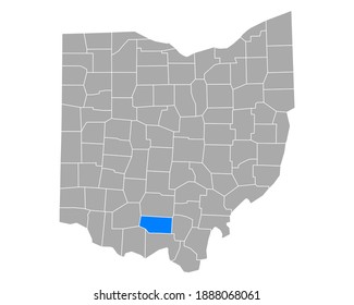 Map of Pike in Ohio on white