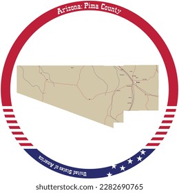 Map of Pima County in Arizona, USA arranged in a circle.