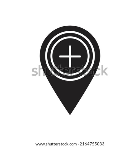 Map pin add plus icon design. vector illustration