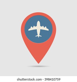 Map pin for airport location. Vector illustration