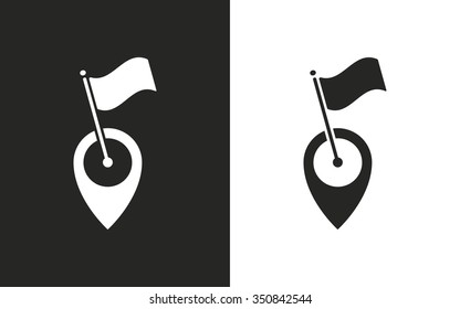 Map pin  -  black and white icons. Vector illustration