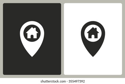 Map pin  -  black and white icons. Vector illustration