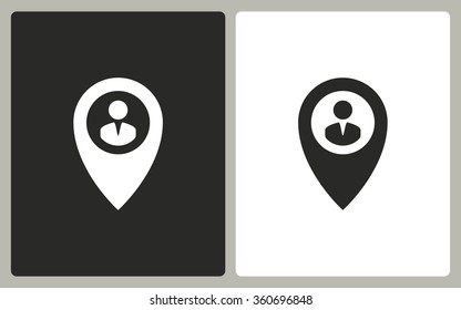 Map pin  -  black and white icons. Vector illustration.
