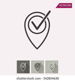 Map pin - black and white icons. Vector illustration.